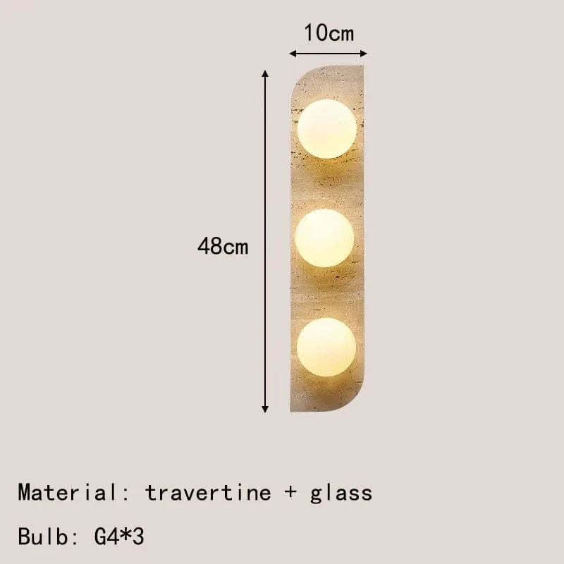 Applique murale en pierre naturelle et verre blanc pour escaliers et allée | Marco Lucetti 3 lumières / Blanc froid (5 500-7 000 K).