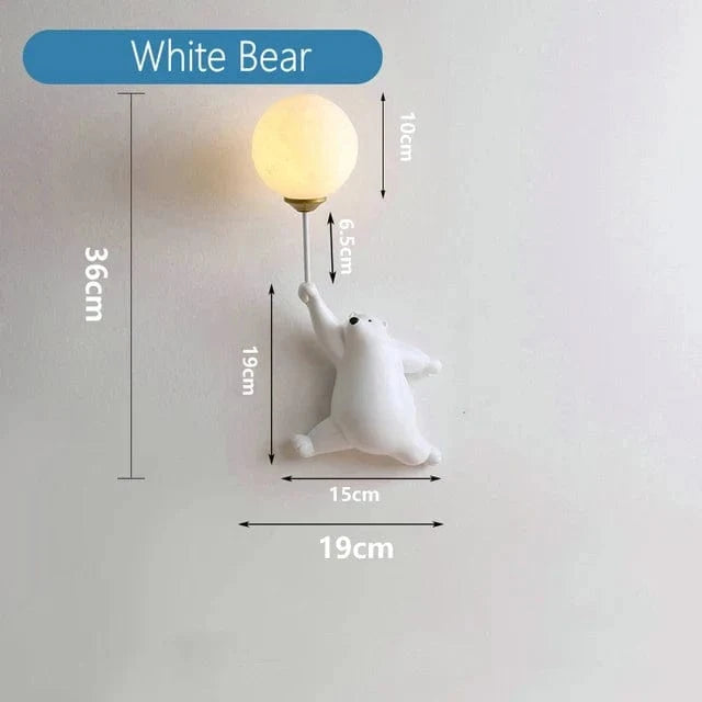 Applique murale en résine pour une chambre d'enfant enchantée | Marco Lucetti Ours Blanc / Lumière blanche