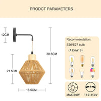 Applique murale en rotin tissée style ferme rétro de qualité | Marco Lucetti
