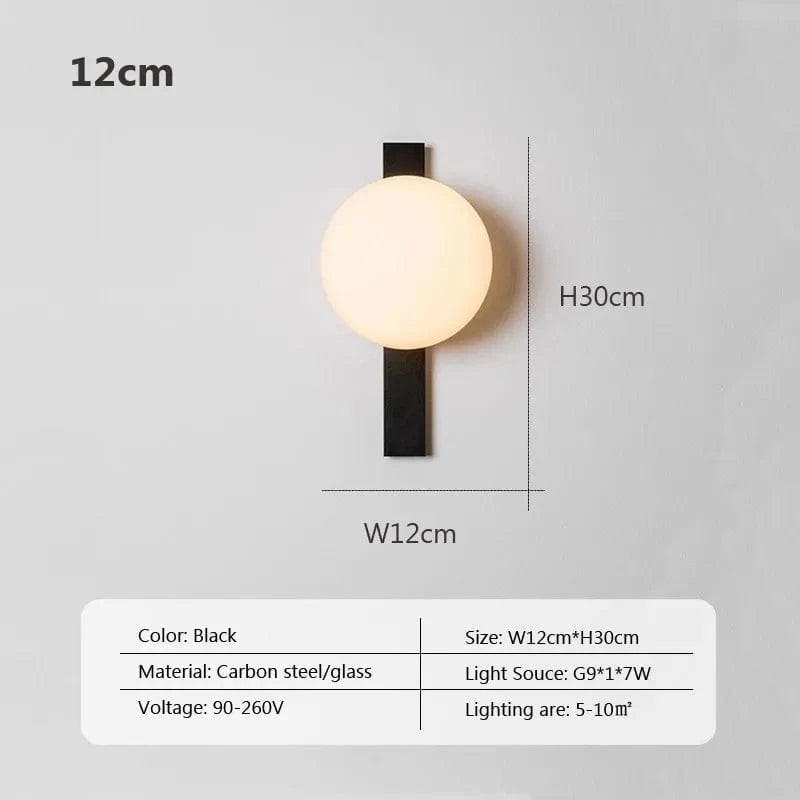 Applique murale en verre moderne noire pour un éclairage élégant | Marco Lucetti WL023L006 12cm / Blanc froid