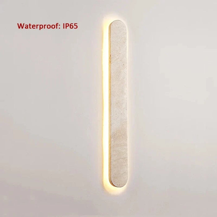 Applique murale étanche en pierre design scandinave-japonais | Marco Lucetti Pierre blanc cassé / D90xH600mm / Blanc chaud | 0-5W