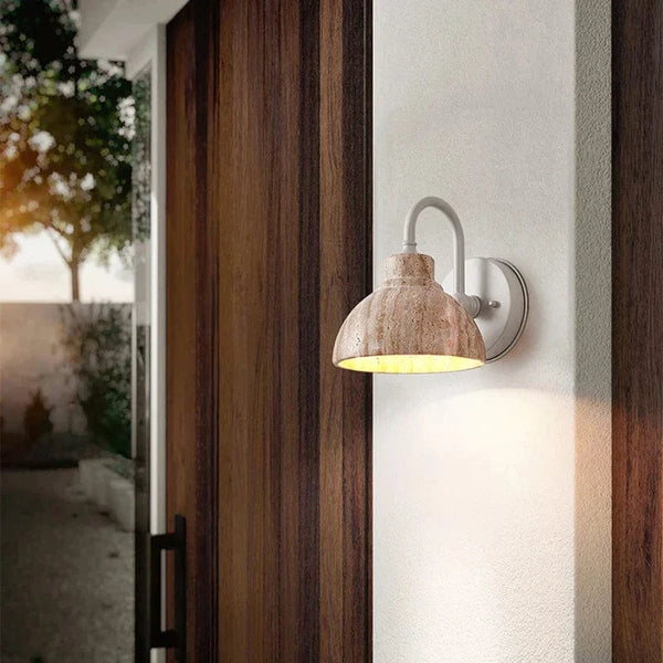 Applique murale extérieure en marbre nordique - Décor Scandinave | Marco Lucetti D125xH205mm / Blanc chaud | 6-10W