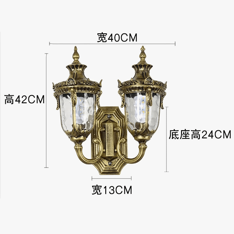 Applique murale extérieure étanche à double tête style européen rétro. | Marco Lucetti