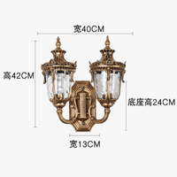 Applique murale extérieure étanche à double tête style européen rétro. | Marco Lucetti