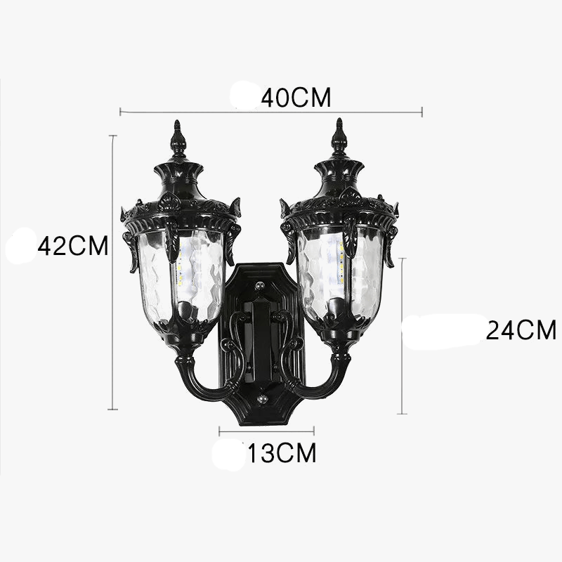 Applique murale extérieure étanche à double tête style européen rétro. | Marco Lucetti