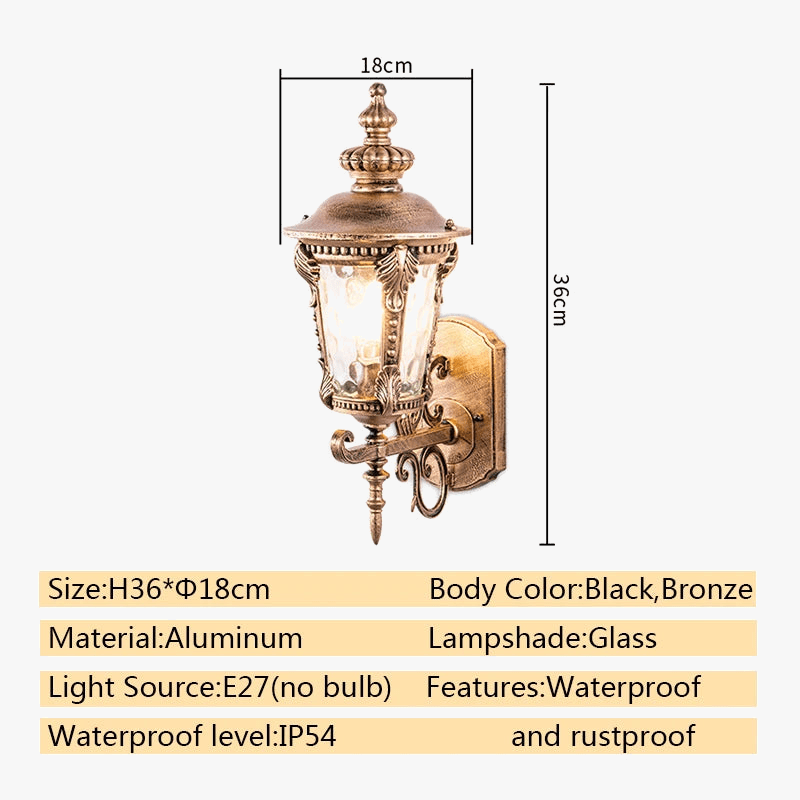 Applique Murale Extérieure Étanche Style Rétro Européen - Idéale pour le Jardin | Marco Lucetti