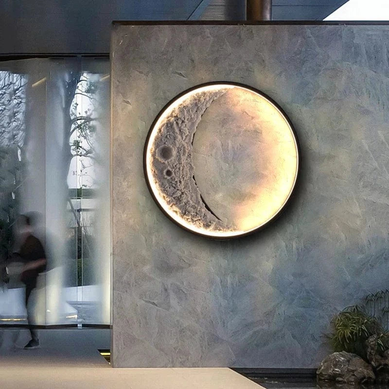 Applique murale extérieure étanche - Villa Cour Lampe Intérieure Escalier Allée - Villa Mur Extérieur Moderne Creative Lune Lumière | Marco Lucetti