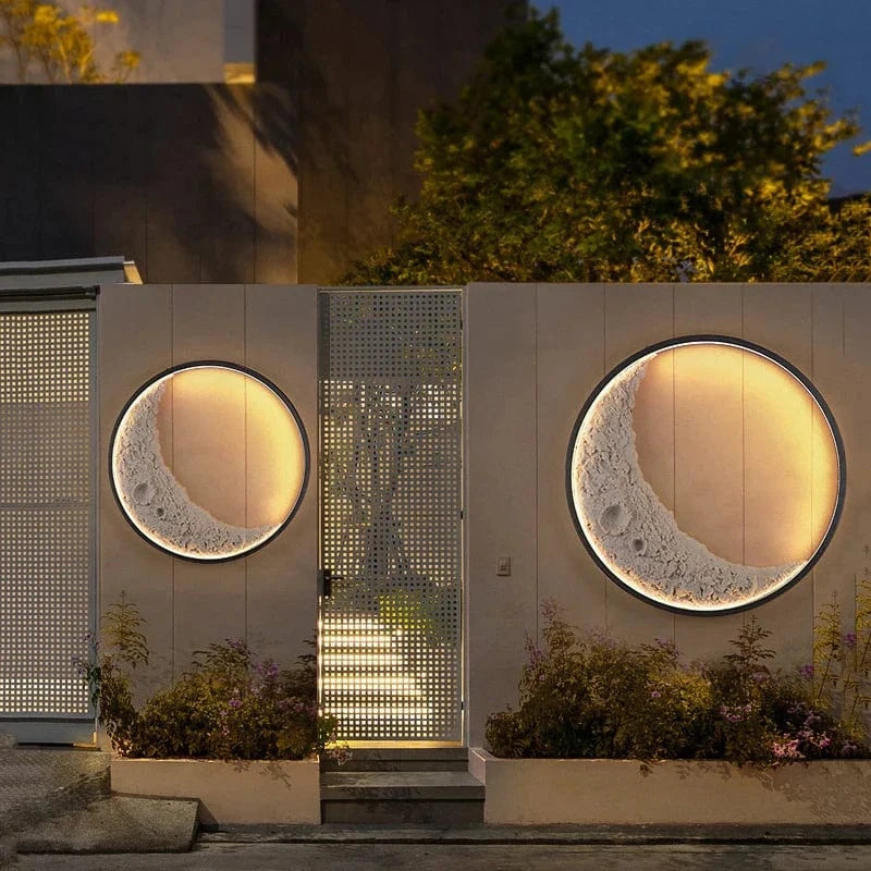 Applique murale extérieure étanche - Villa Cour Lampe Intérieure Escalier Allée - Villa Mur Extérieur Moderne Creative Lune Lumière | Marco Lucetti