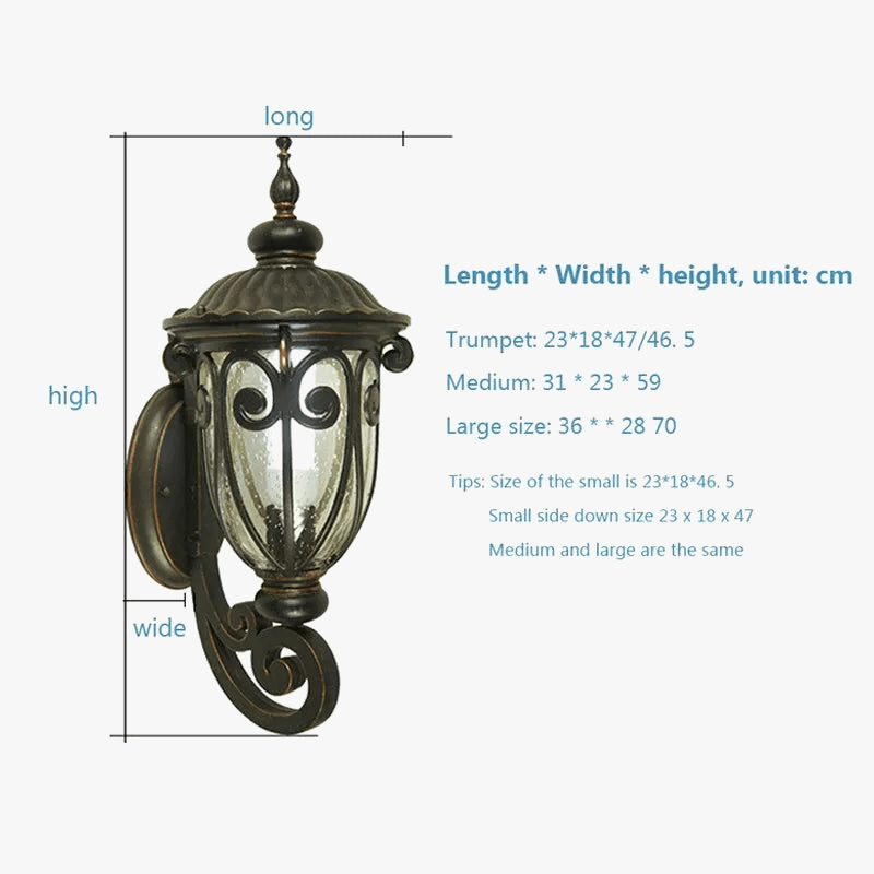 Applique murale extérieure Européenne, design rétro, étanche - Idéale pour le patio | Marco Lucetti