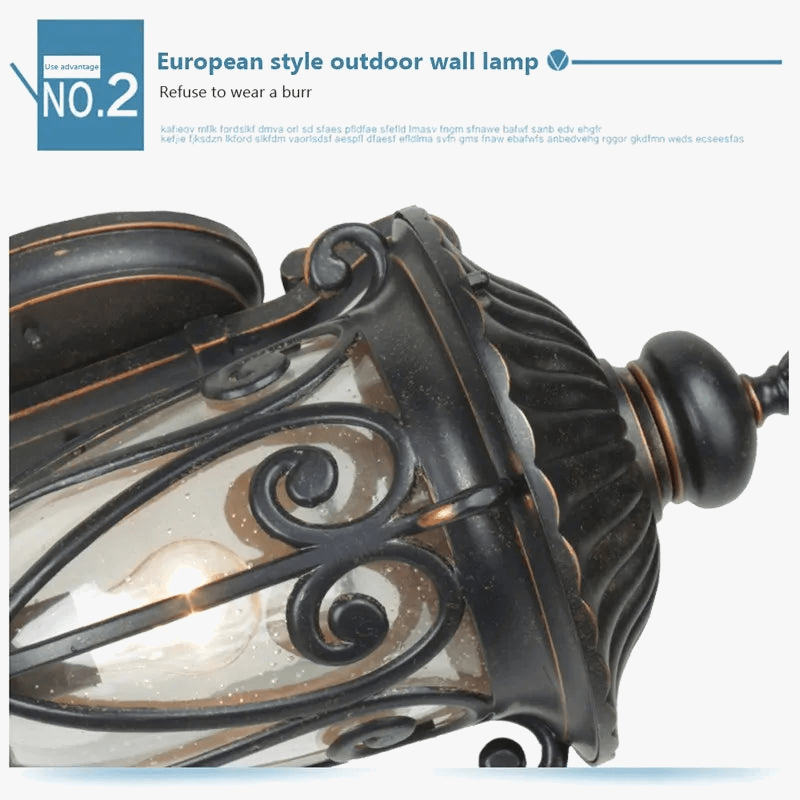 Applique murale extérieure Européenne, design rétro, étanche - Idéale pour le patio | Marco Lucetti