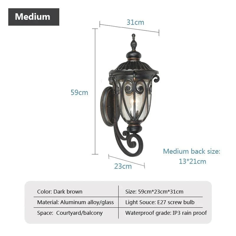 Applique murale extérieure Européenne, design rétro, étanche - Idéale pour le patio | Marco Lucetti E