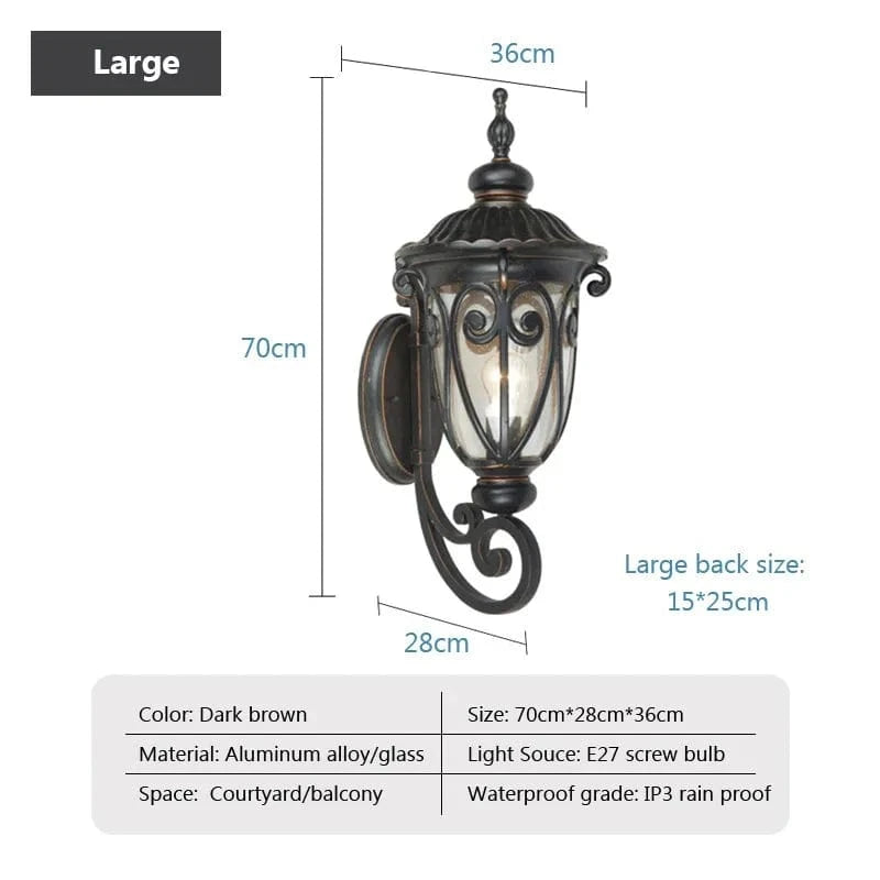 Applique murale extérieure Européenne, design rétro, étanche - Idéale pour le patio | Marco Lucetti F