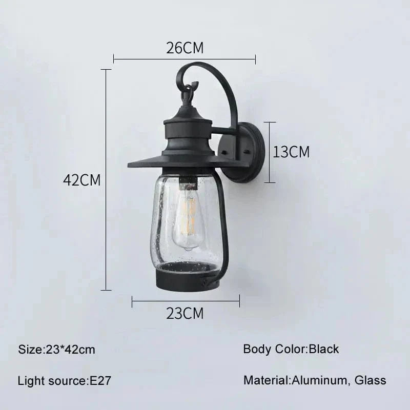 Applique murale extérieure européenne étanche jardin Villa entrée cour porche lumière rétro cheval lumières balcon verre E27 éclairage - Marque Lumina Europe | Marco Lucetti