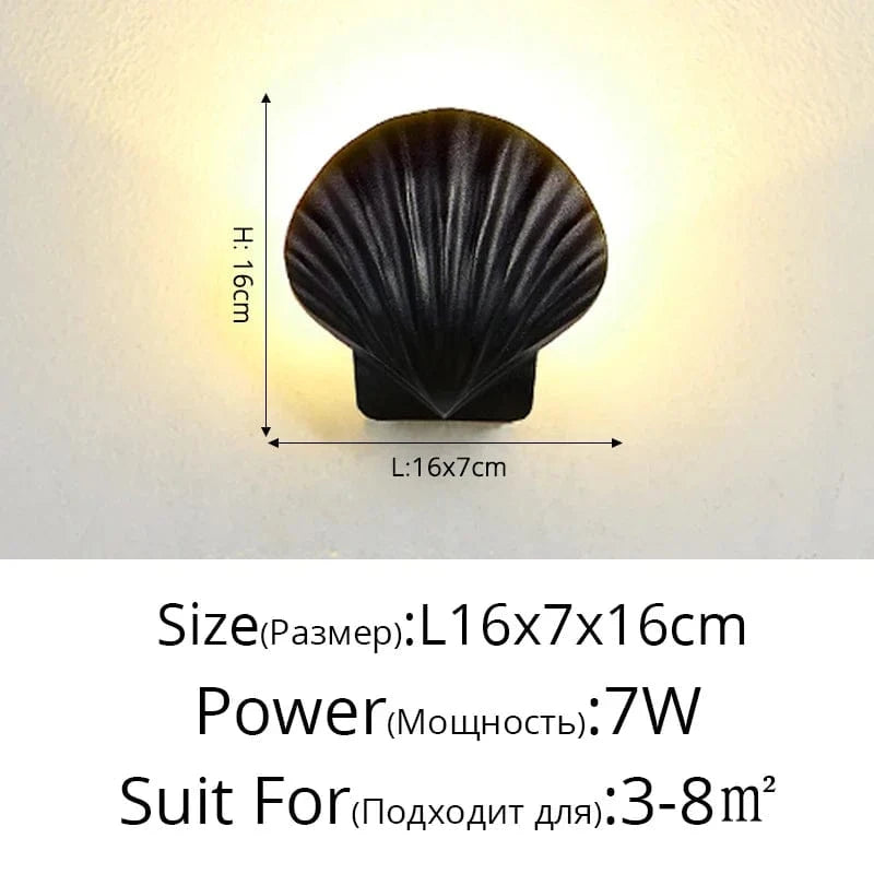 Applique murale extérieure LED Creative Shell - Éclairage pour Salon Chambre Hôtel | Marco Lucetti Noir L16x7cm 7W / Blanc chaud (2700-3500K)