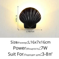 Applique murale extérieure LED Creative Shell - Éclairage pour Salon Chambre Hôtel | Marco Lucetti Noir L16x7cm 7W / Blanc chaud (2700-3500K)