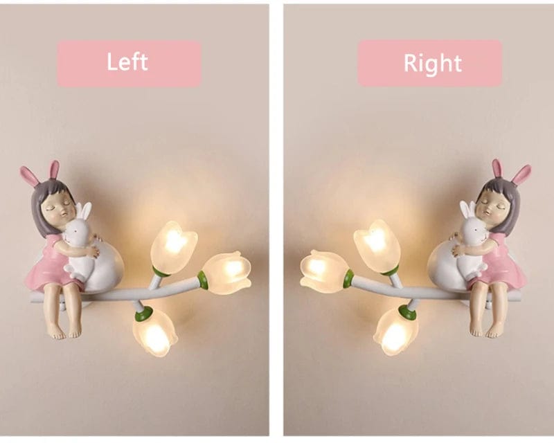 Applique Murale Fille Lapin LED - Fleur | Marco Lucetti