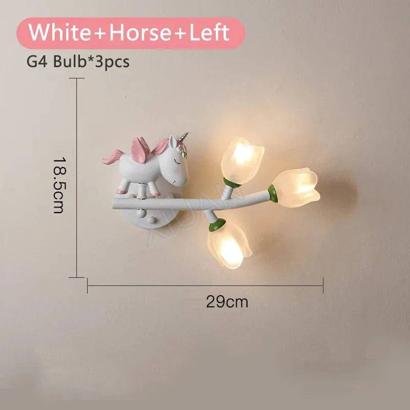 Applique Murale Fille Lapin LED - Fleur | Marco Lucetti Cheval blanc à gauche / 3 Température de couleur