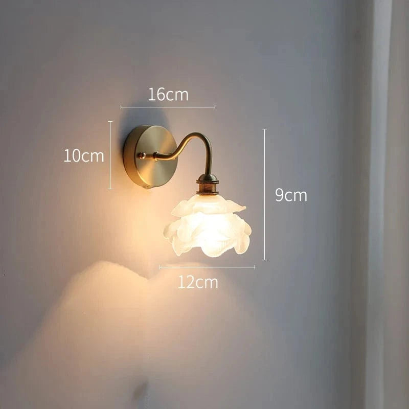 Applique murale Fleur de Verre Cuivre avec Chaîne LED pour Chambre, Salle de Bain et Escalier - Style Nordique Moderne | Marco Lucetti Pas de commutateur / 4W (max100w)