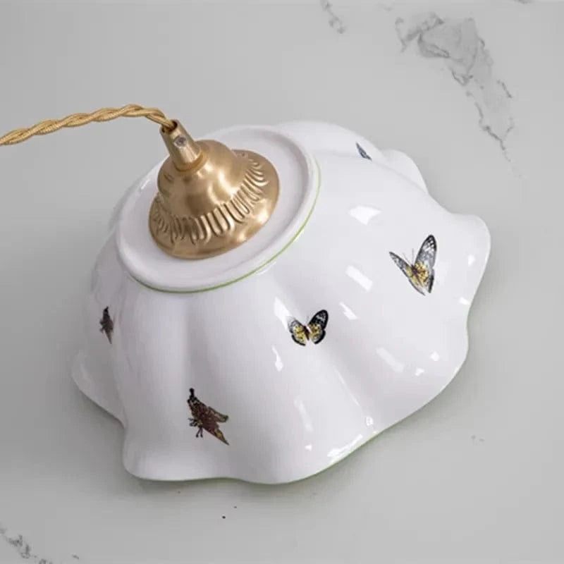 Applique murale fleur papillons en céramique | Marco Lucetti