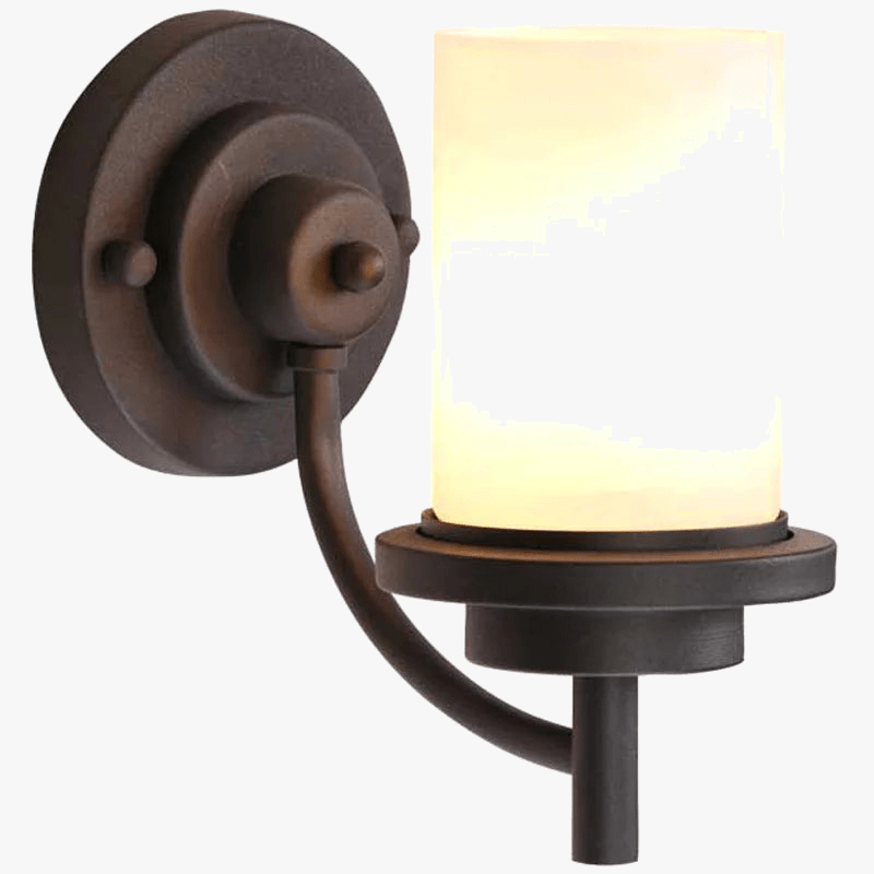 Applique murale "Fusion Américano-Chinoise" en fer forgé et verre dépoli modernes | Marco Lucetti