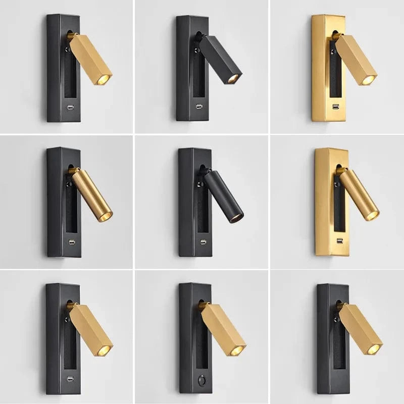 Applique Murale FutureTech avec Chargeur USB et Projecteur LED Rotatif | Marco Lucetti