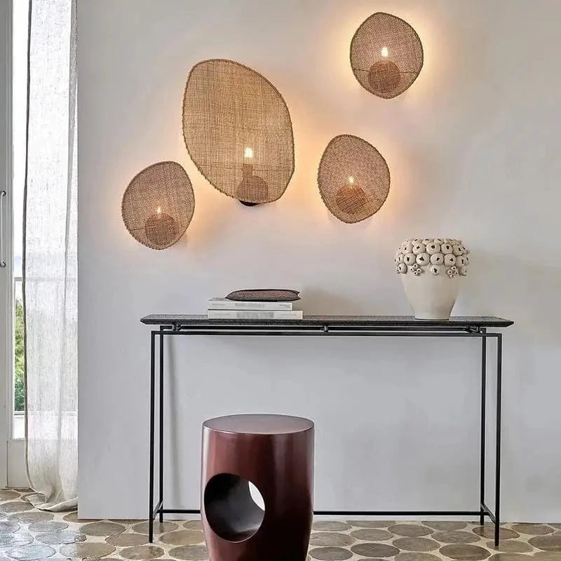 Applique murale Gallina en rotin - Design minimaliste, fait main | Marco Lucetti