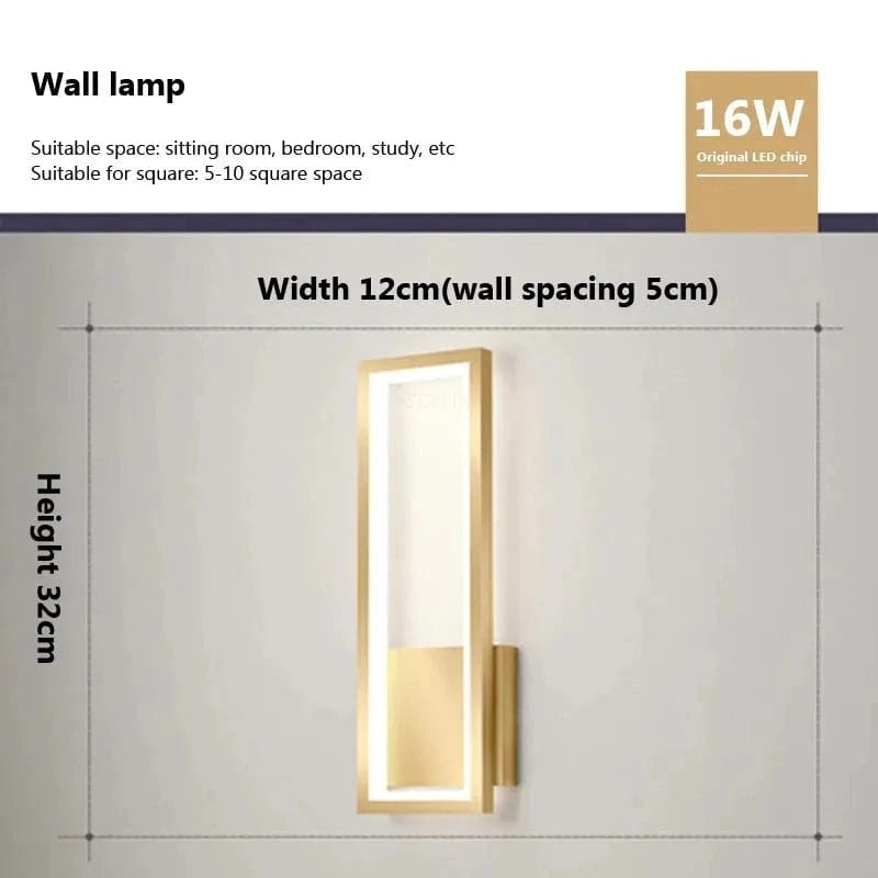 Applique murale géométrique bois scandinave | Marco Lucetti WL638B Or / Blanc froid