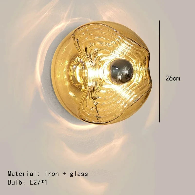 Applique Murale GLALL en Métal Chromé avec Ampoule | Marco Lucetti Verre à Cognac / Lumière blanche 5000K