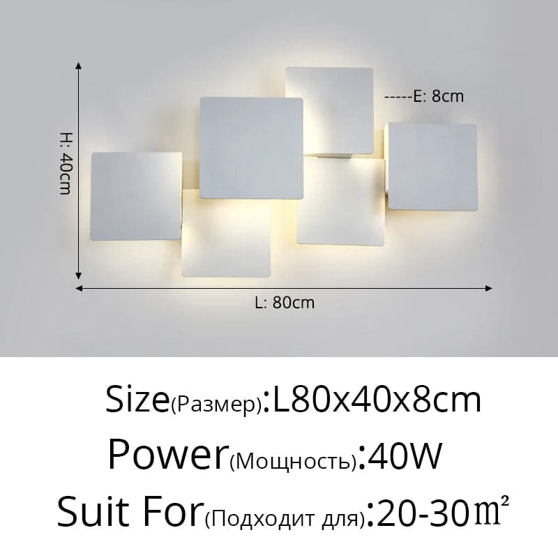 Applique Murale Gradation Simple Noir Blanc Carré - Nouveau Moderne LED pour Salon Salle à Manger Chambre Chevet Allée Hall Lumières Éclairage Intérieur | Marco Lucetti