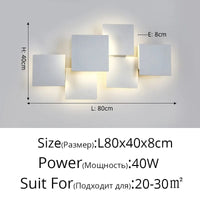 Applique Murale Gradation Simple Noir Blanc Carré - Nouveau Moderne LED pour Salon Salle à Manger Chambre Chevet Allée Hall Lumières Éclairage Intérieur | Marco Lucetti