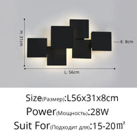 Applique Murale Gradation Simple Noir Blanc Carré - Nouveau Moderne LED pour Salon Salle à Manger Chambre Chevet Allée Hall Lumières Éclairage Intérieur | Marco Lucetti