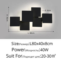 Applique Murale Gradation Simple Noir Blanc Carré - Nouveau Moderne LED pour Salon Salle à Manger Chambre Chevet Allée Hall Lumières Éclairage Intérieur | Marco Lucetti