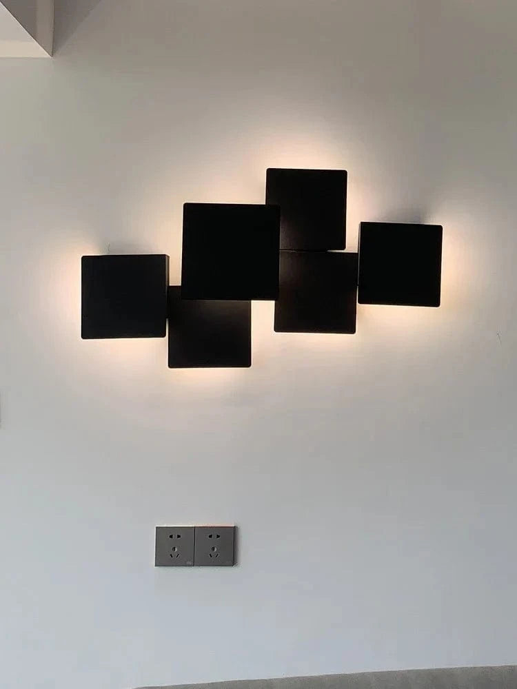 Applique Murale Gradation Simple Noir Blanc Carré - Nouveau Moderne LED pour Salon Salle à Manger Chambre Chevet Allée Hall Lumières Éclairage Intérieur | Marco Lucetti
