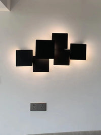 Applique Murale Gradation Simple Noir Blanc Carré - Nouveau Moderne LED pour Salon Salle à Manger Chambre Chevet Allée Hall Lumières Éclairage Intérieur | Marco Lucetti