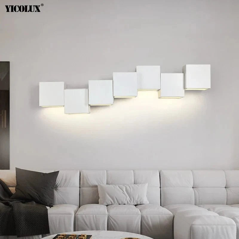 Applique Murale Gradation Simple Noir Blanc Carré - Nouveau Moderne LED pour Salon Salle à Manger Chambre Chevet Allée Hall Lumières Éclairage Intérieur | Marco Lucetti