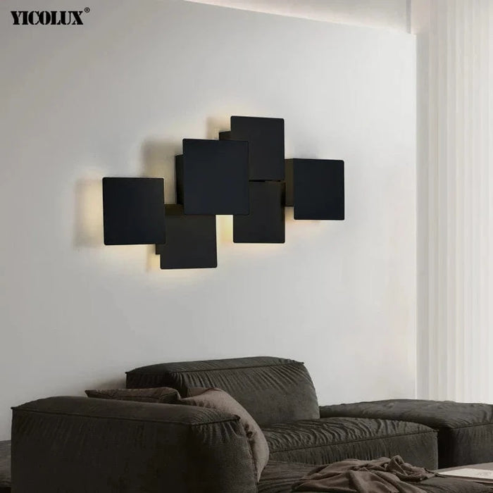 Applique Murale Gradation Simple Noir Blanc Carré - Nouveau Moderne LED pour Salon Salle à Manger Chambre Chevet Allée Hall Lumières Éclairage Intérieur | Marco Lucetti