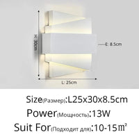 Applique Murale Gradation Simple Noir Blanc Carré - Nouveau Moderne LED pour Salon Salle à Manger Chambre Chevet Allée Hall Lumières Éclairage Intérieur | Marco Lucetti A Blanc 25x30cm / Blanc froid Pas de télécommande