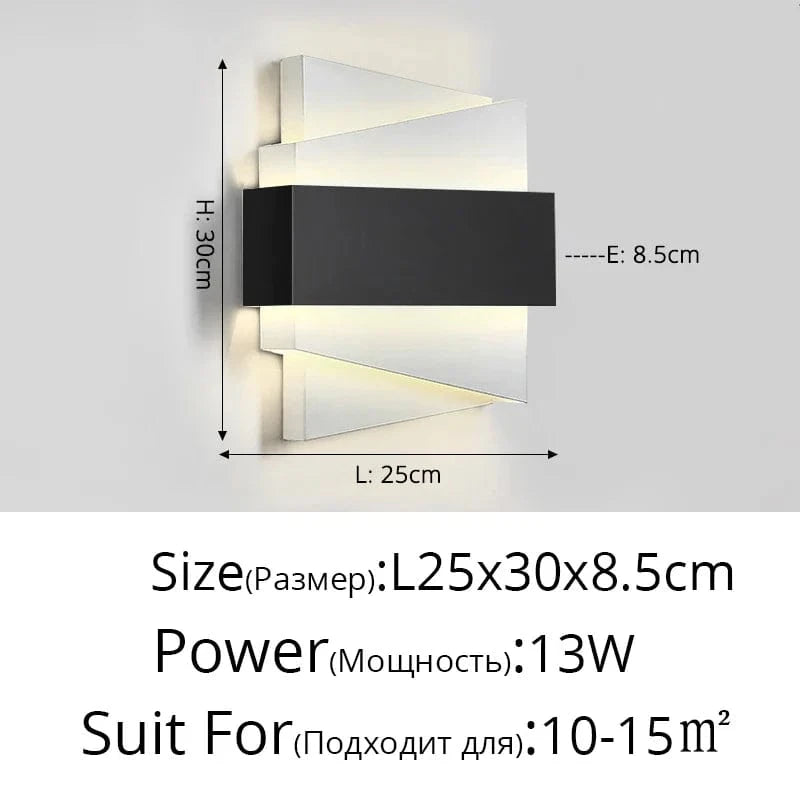 Applique Murale Gradation Simple Noir Blanc Carré - Nouveau Moderne LED pour Salon Salle à Manger Chambre Chevet Allée Hall Lumières Éclairage Intérieur | Marco Lucetti A Noir blanc 25cm / Blanc froid Pas de télécommande