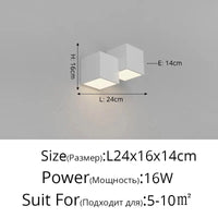 Applique Murale Gradation Simple Noir Blanc Carré - Nouveau Moderne LED pour Salon Salle à Manger Chambre Chevet Allée Hall Lumières Éclairage Intérieur | Marco Lucetti C Blanc 2Têtes / Luminosité variable