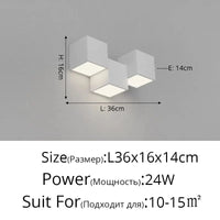 Applique Murale Gradation Simple Noir Blanc Carré - Nouveau Moderne LED pour Salon Salle à Manger Chambre Chevet Allée Hall Lumières Éclairage Intérieur | Marco Lucetti C Blanc 3Têtes / Luminosité variable