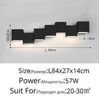 Applique Murale Gradation Simple Noir Blanc Carré - Nouveau Moderne LED pour Salon Salle à Manger Chambre Chevet Allée Hall Lumières Éclairage Intérieur | Marco Lucetti C Noir 7 Têtes / Luminosité variable