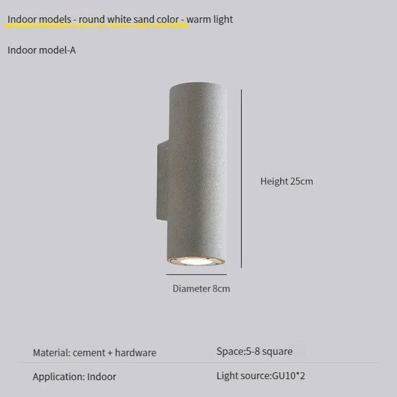 Applique murale industrielle en béton étanche avec double tête LED | Marco Lucetti Intérieur style A-BLANC / C.A. 220 V