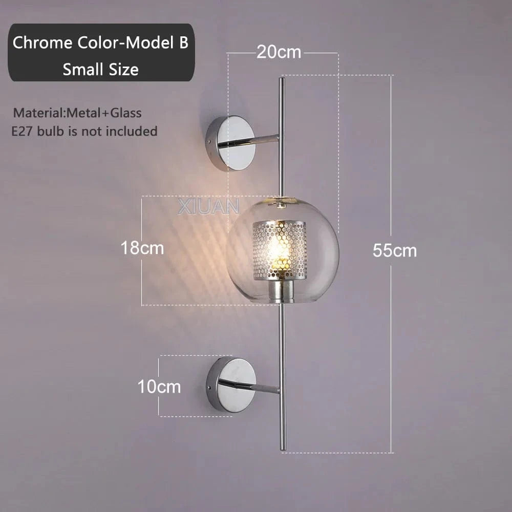 Applique murale industrielle en métal et verre | Marco Lucetti Argent B Petite Taille