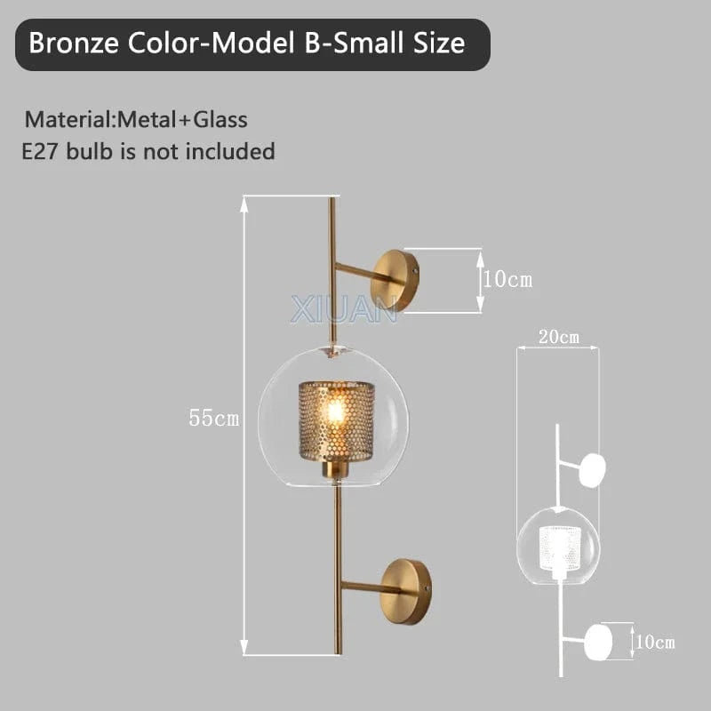Applique murale industrielle en métal et verre | Marco Lucetti Bronze B Petite Taille