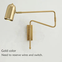 Applique murale industrielle noire et dorée à bras réglable. | Marco Lucetti Or