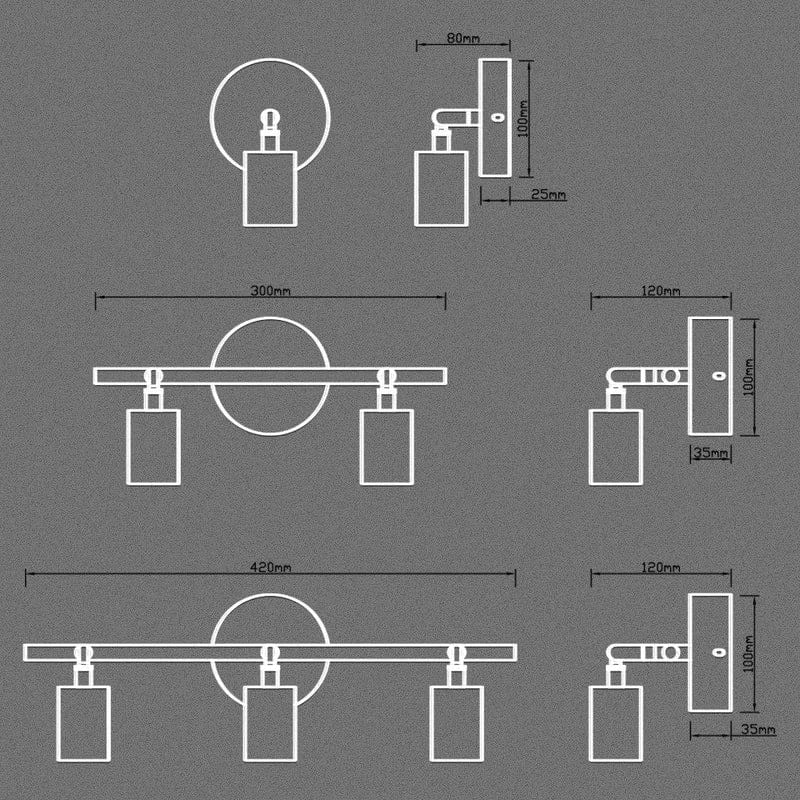 Applique murale industrielle rétro à plusieurs têtes minimalistes LED. | Marco Lucetti