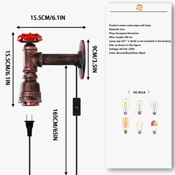 Applique murale industrielle rétro avec tuyau d'eau | Marco Lucetti