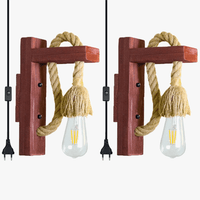 Applique murale industrielle rétro en corde de chanvre avec interrupteur - Style Vintage | Marco Lucetti