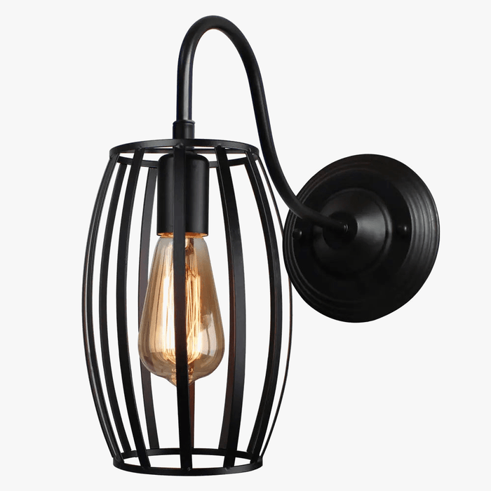 Applique murale industrielle rétro Loft avec abat-jour en cage – Luminaires LED modernes pour restaurant et décoration intérieure | Marco Lucetti Noir
