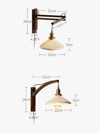 Applique murale japonaise en bois massif ajustable